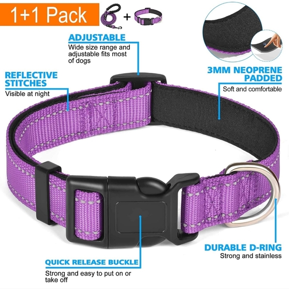 Ladoogo Reflective dog collar - size XS - purple - Picture 3 of 10
